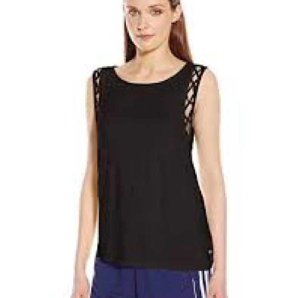 American Eagle Outfitters Black Tank Top with Lattice Sides